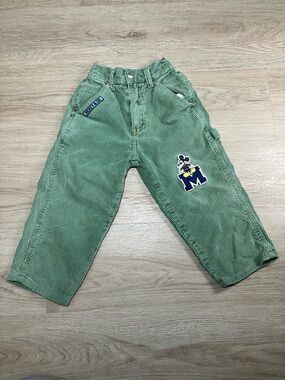 Vintage Mickey & Co. Disney green striped corduroy pants size 2T or 3T